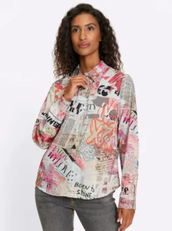 Druckbluse im Mustermix