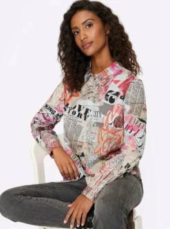 Druckbluse im Mustermix