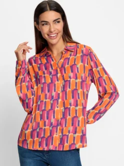 Druckbluse in leichter Glanz-Qualität