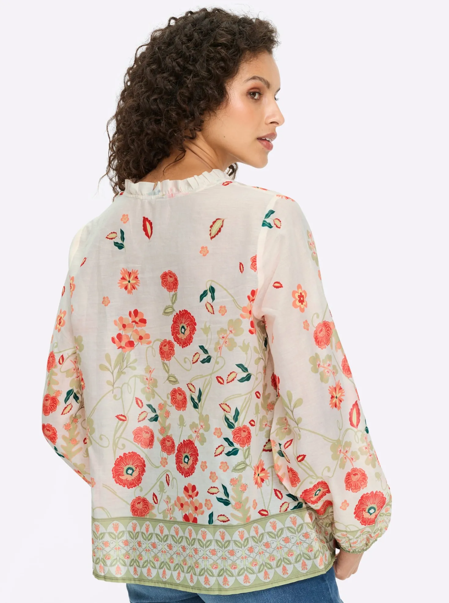 Druckbluse mit Ballonärmeln