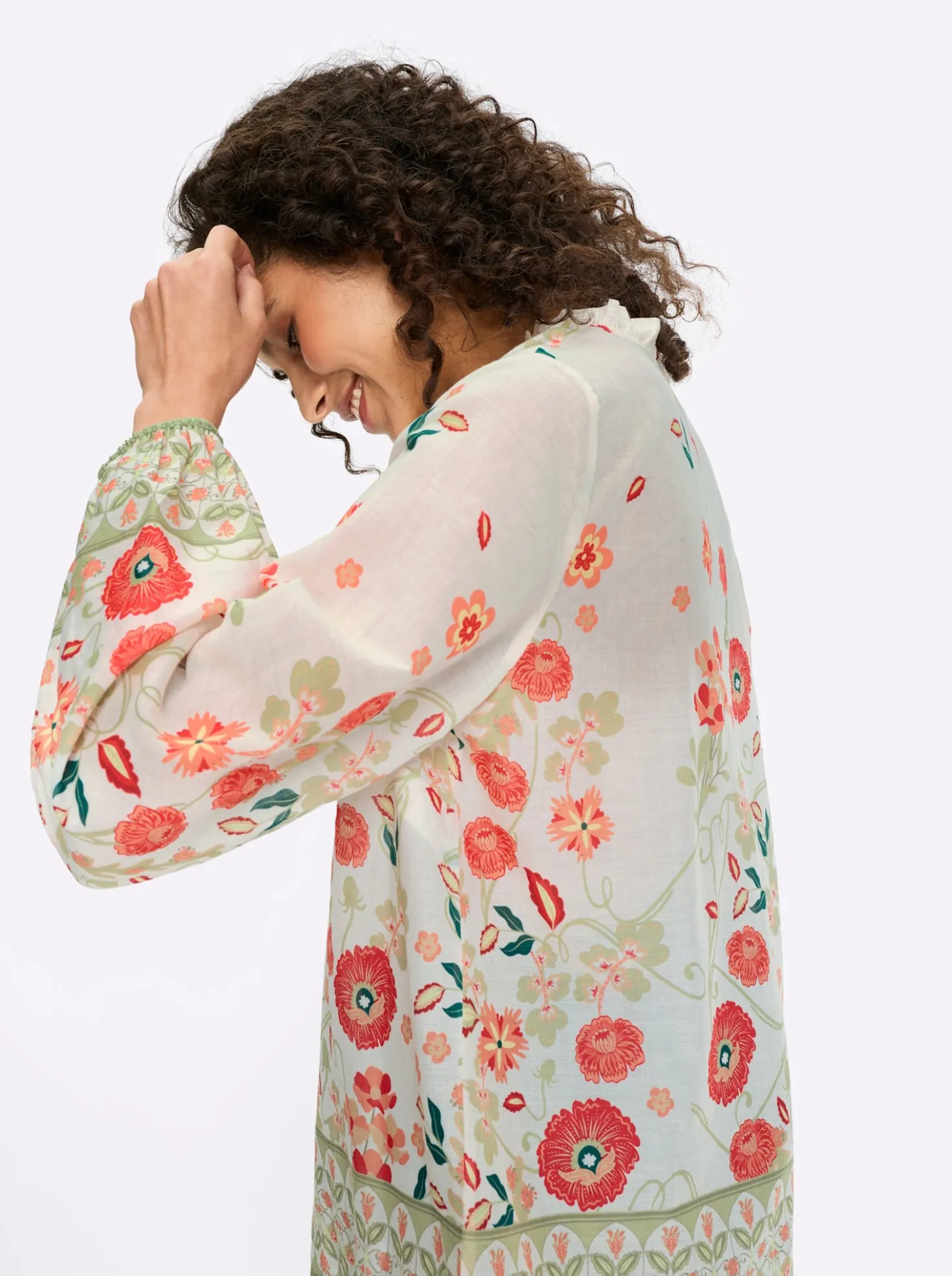 Druckbluse mit Ballonärmeln