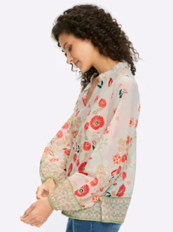 Druckbluse mit Ballonärmeln