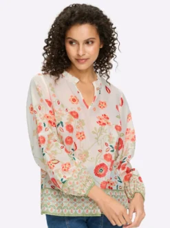 Druckbluse mit Ballonärmeln