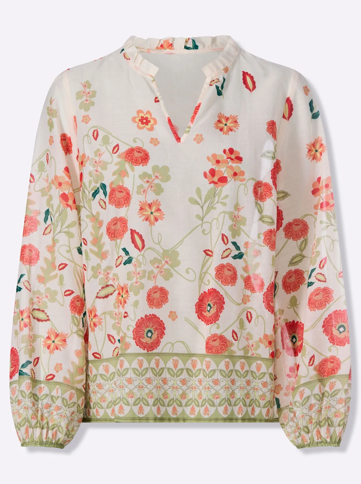 Druckbluse mit Ballonärmeln