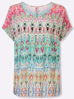 Druckbluse mit überschnittener Schulter