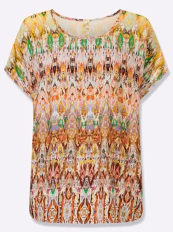 Druckbluse mit überschnittener Schulter