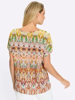 Druckbluse mit überschnittener Schulter