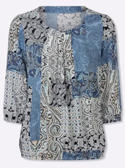 Druckbluse mit elastischen Abschlüssen