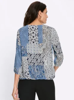 Druckbluse mit elastischen Abschlüssen