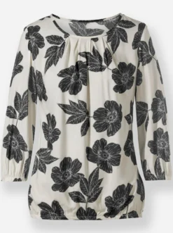 Druckbluse mit elastischen Bündchen