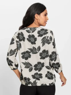 Druckbluse mit elastischen Bündchen