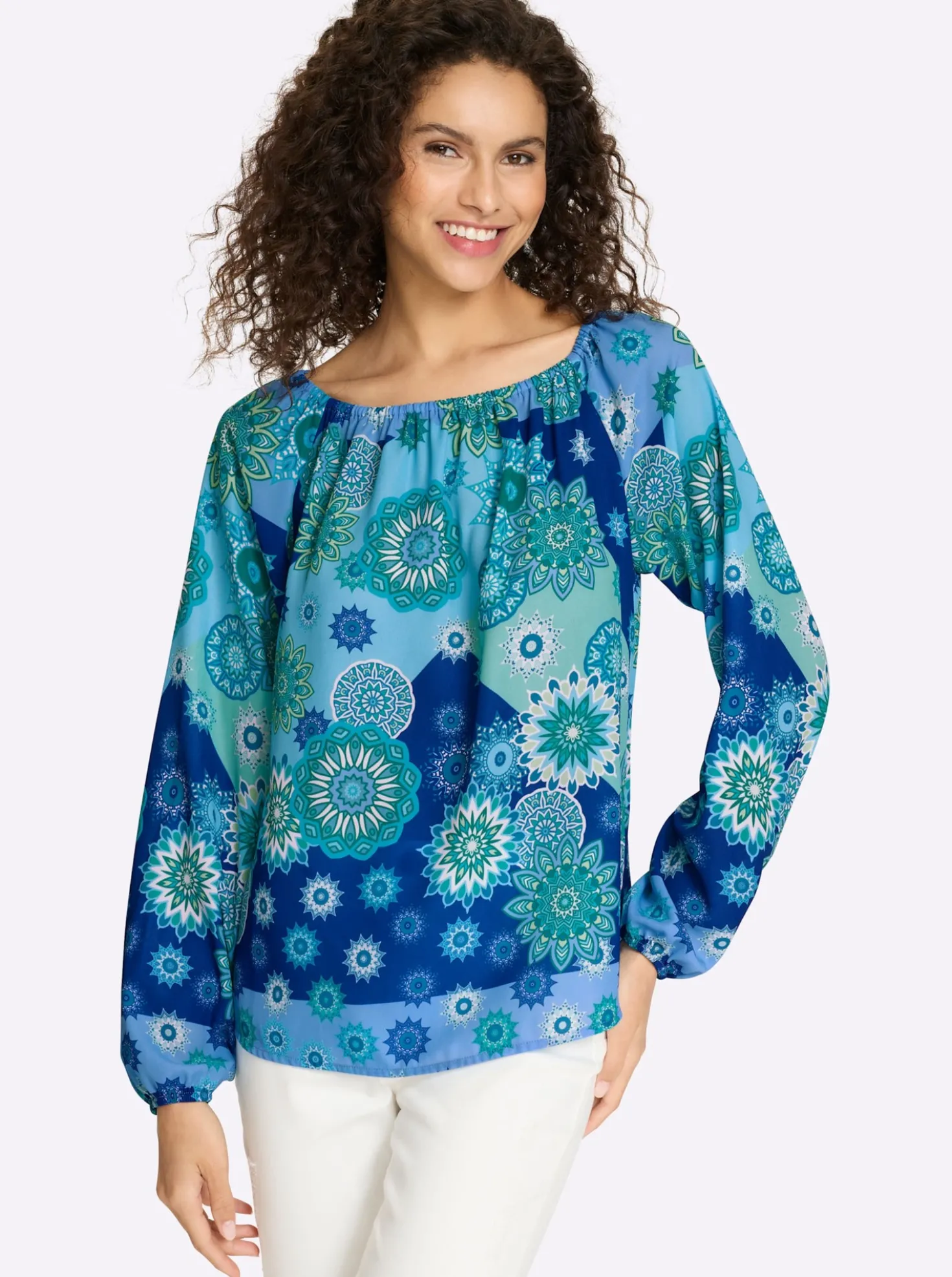 Druckbluse mit Grafik-Dessin