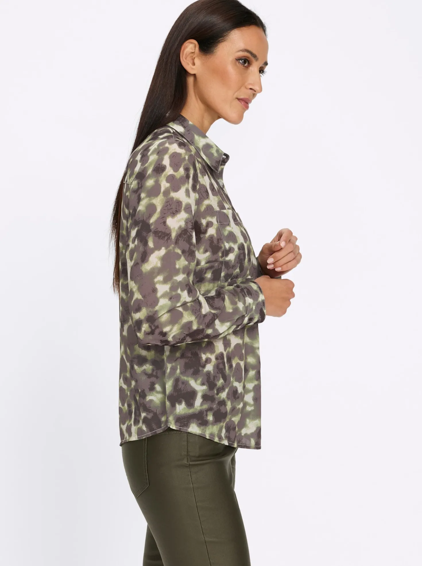 Druckbluse mit Hemdblusenkragen