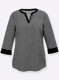 Druckbluse mit Kellerfalte hinten