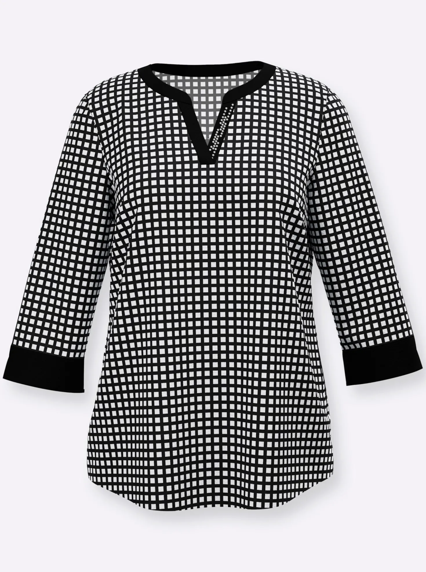 Druckbluse mit Kellerfalte hinten