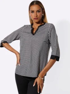 Druckbluse mit Kellerfalte hinten