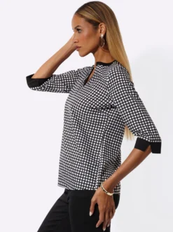 Druckbluse mit Kellerfalte hinten
