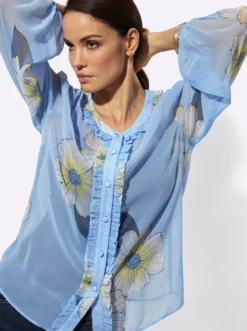 Druckbluse mit romantischen Rüschen