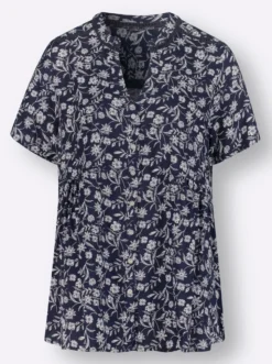 Druckbluse mit Seitenschlitzen