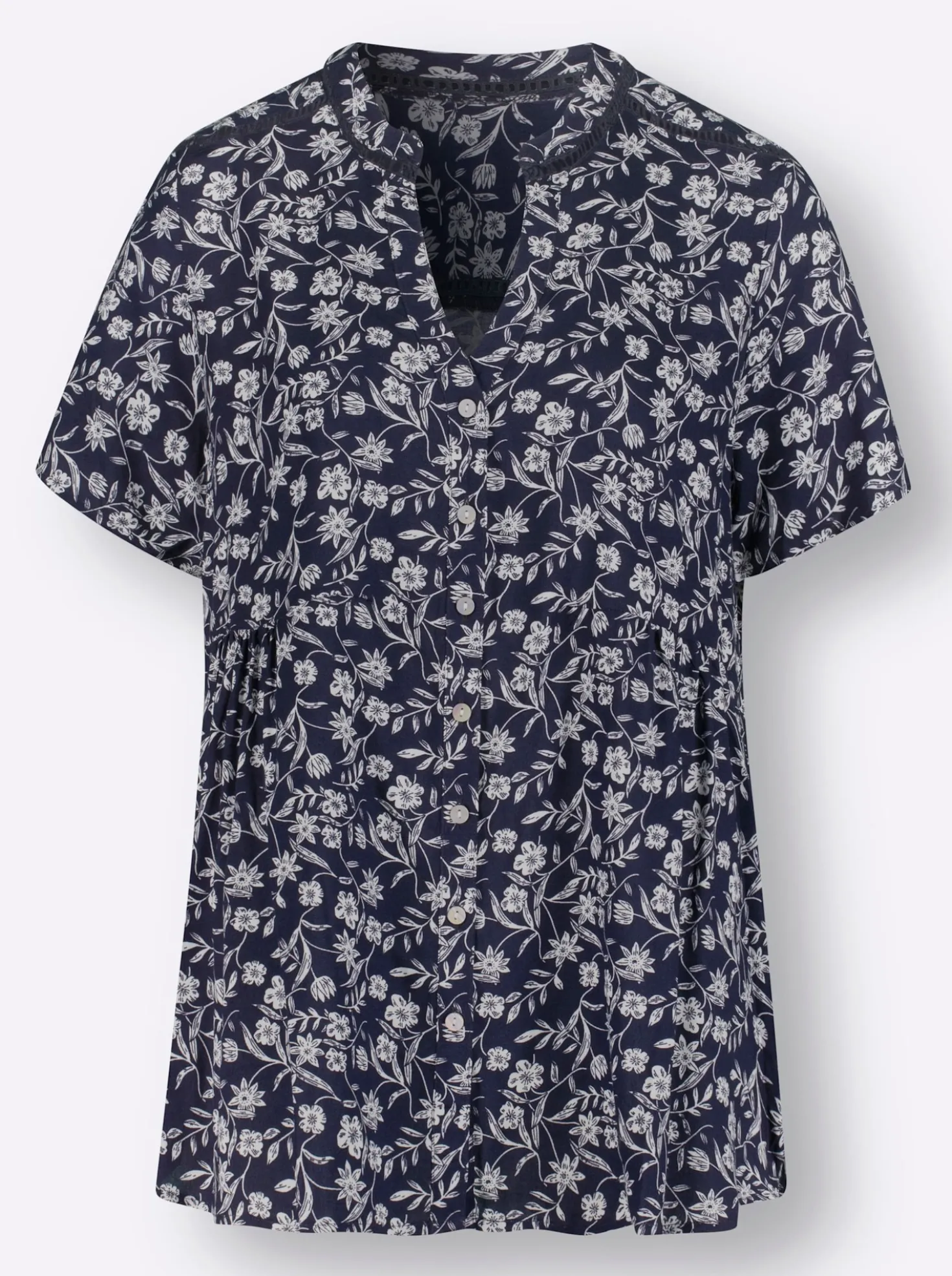Druckbluse mit Seitenschlitzen