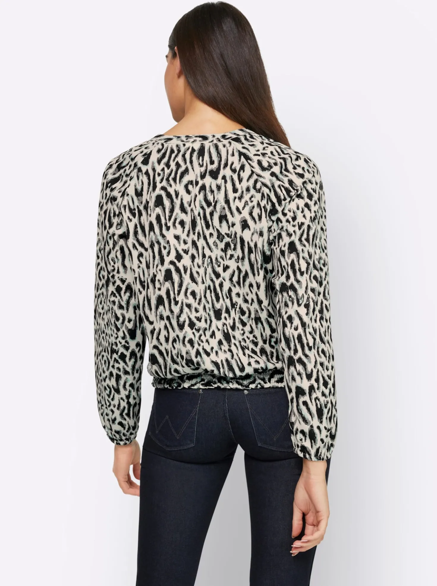 Druckbluse mit Smok-Bund