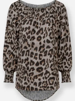 Druckbluse mit Smok-Partien