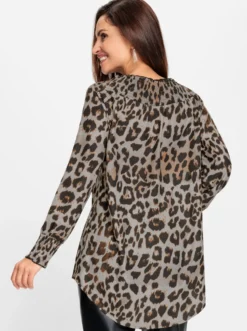 Druckbluse mit Smok-Partien