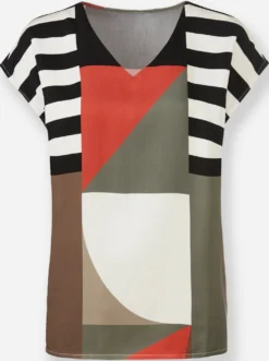 Druckbluse mit V-Ausschnitt