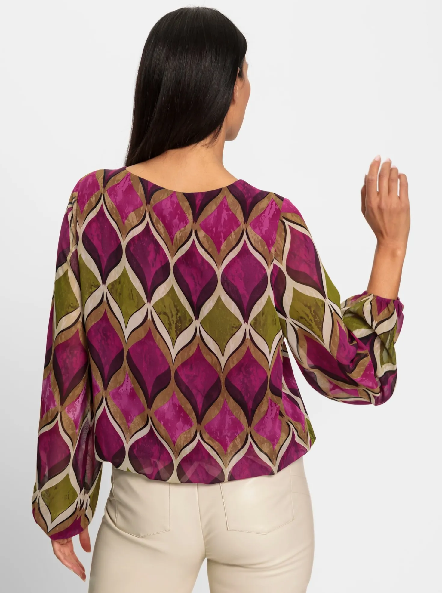 Druckbluse mit Viskose-Jersey-Futter