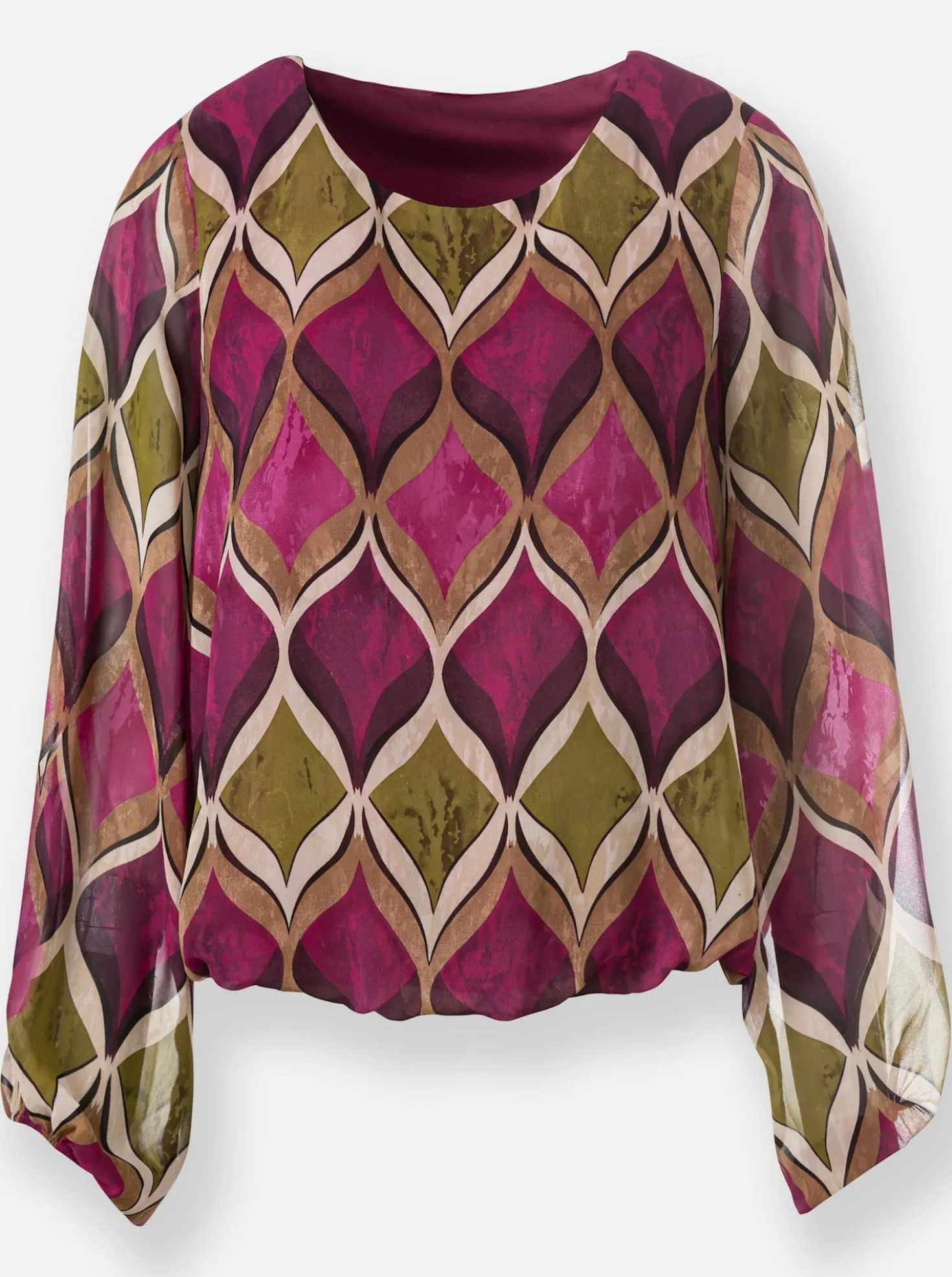 Druckbluse mit Viskose-Jersey-Futter