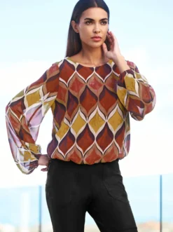 Druckbluse mit Viskose-Jersey-Futter