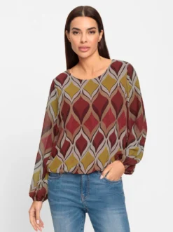 Druckbluse mit Viskose-Jersey-Futter
