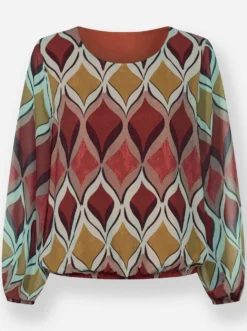 Druckbluse mit Viskose-Jersey-Futter