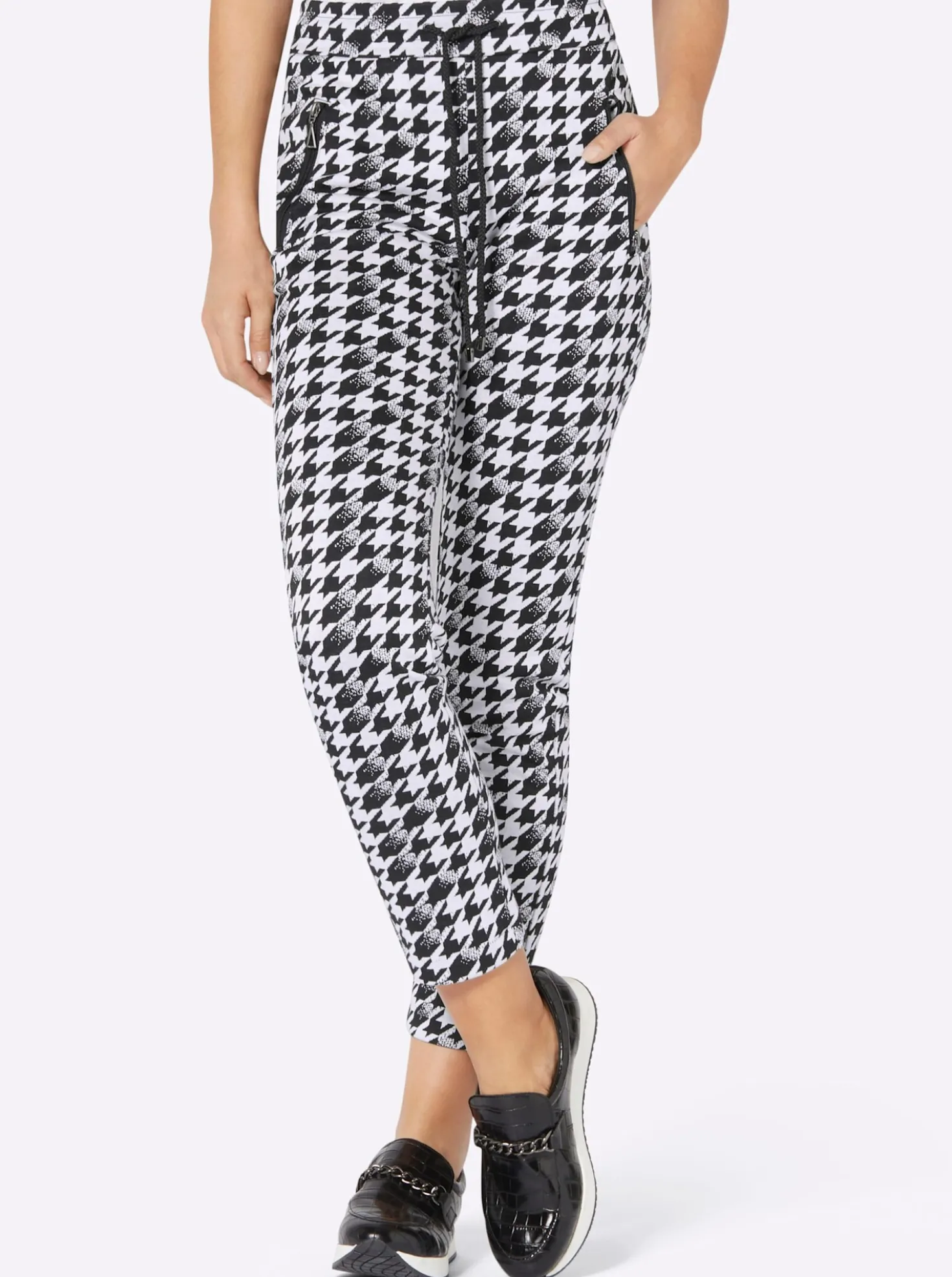 Druckhose mit Hahnentritt-Muster