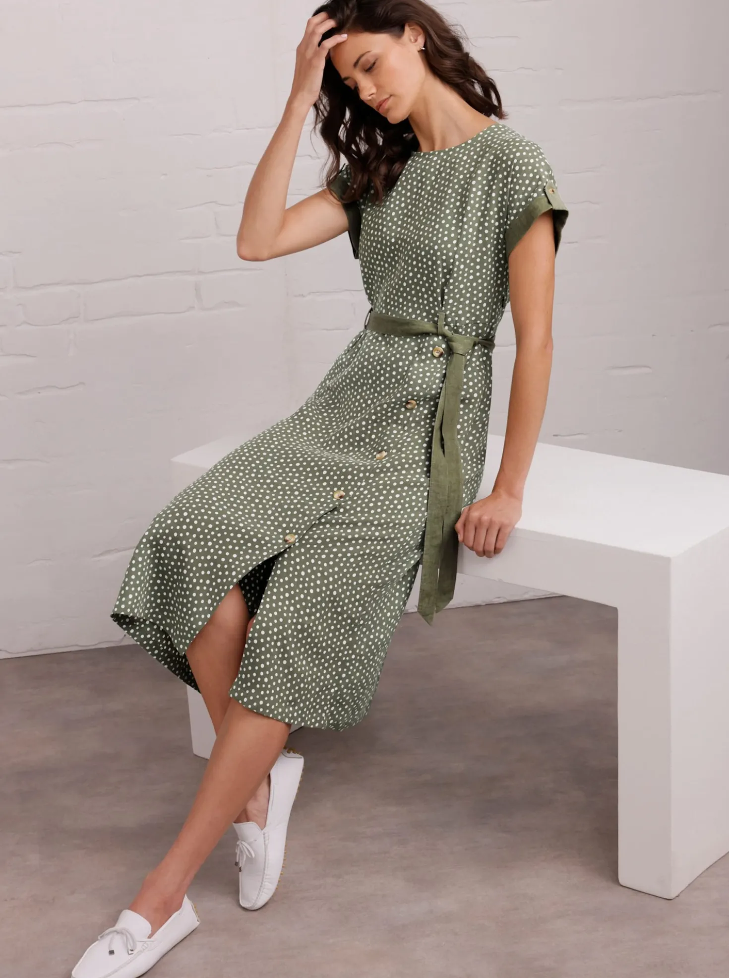Druckkleid aus reinem Leinen
