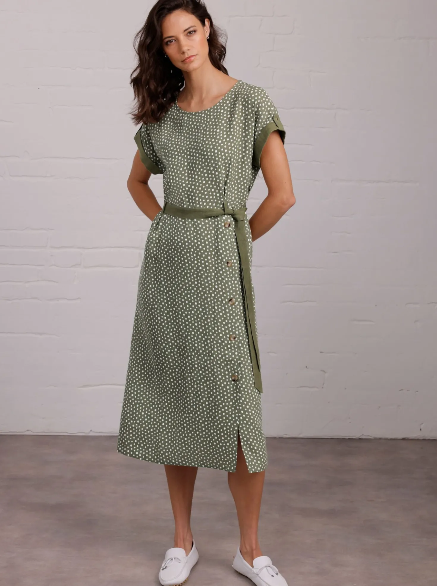 Druckkleid aus reinem Leinen