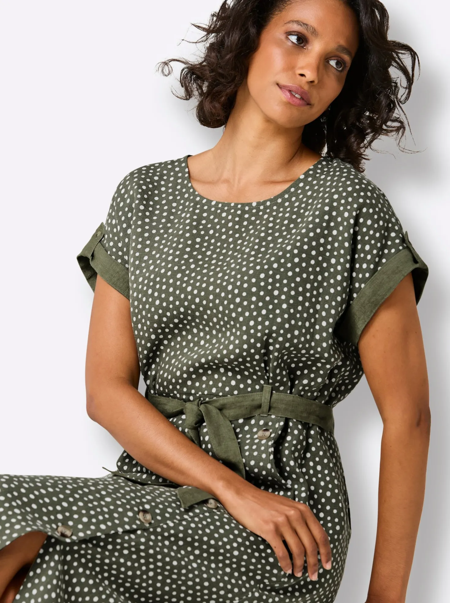 Druckkleid aus reinem Leinen
