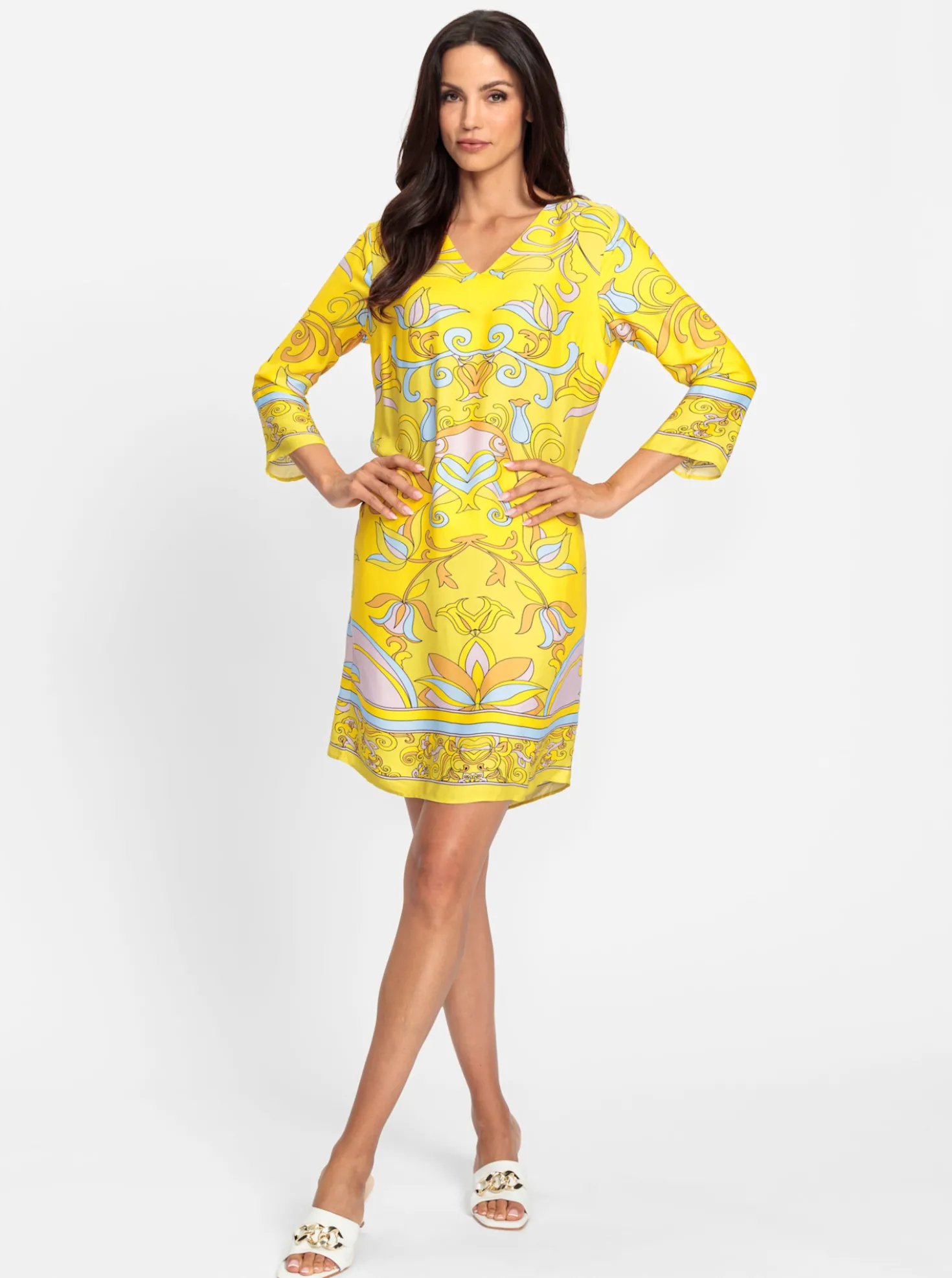 Druckkleid aus Viskose-Satin