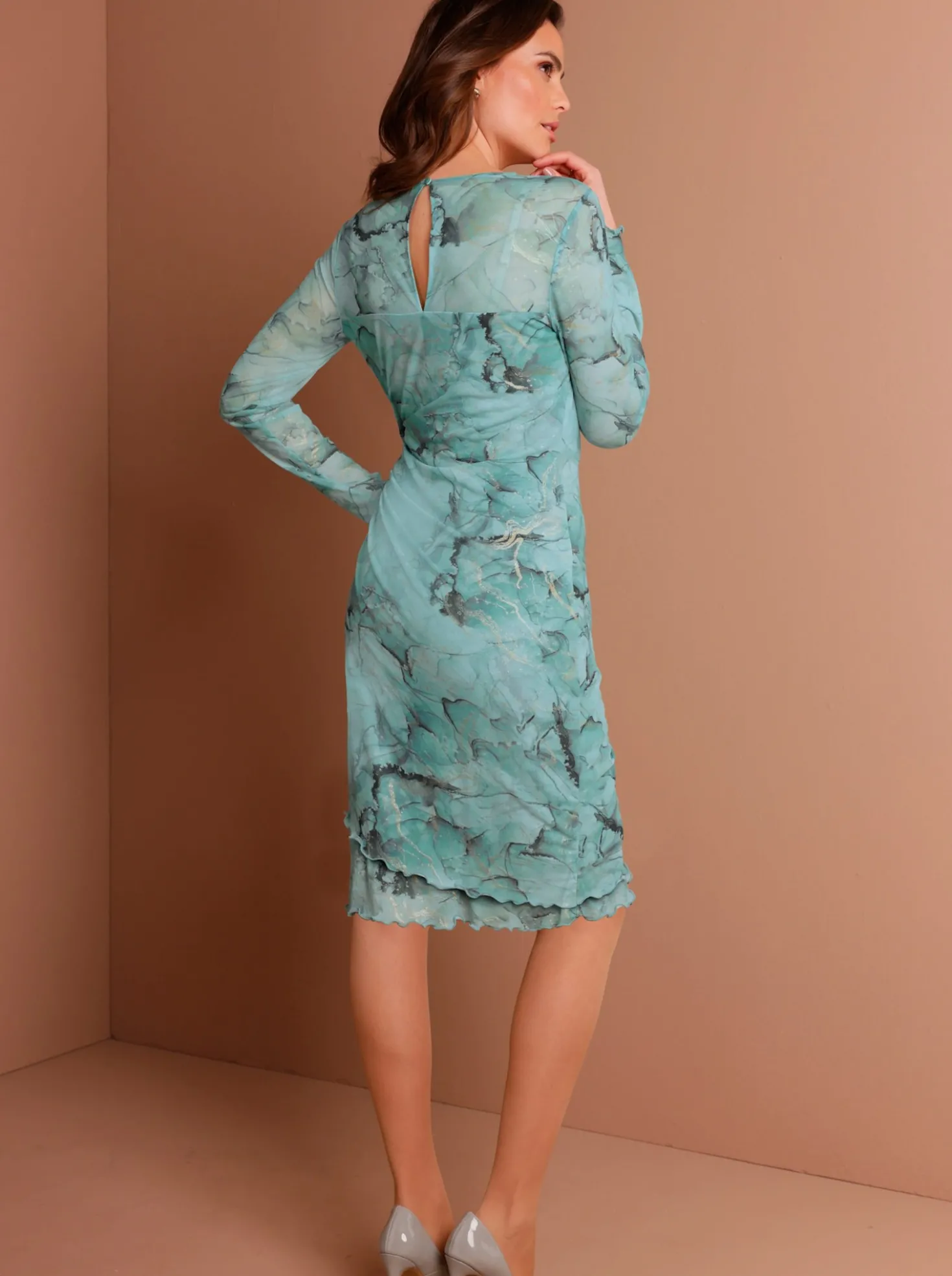 Druckkleid in Mesh-Qualität