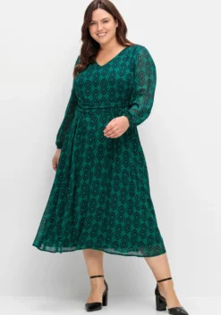 Druckkleid in Midi-Länge, aus Georgette