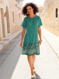 Druckkleid mit Bordürendruck