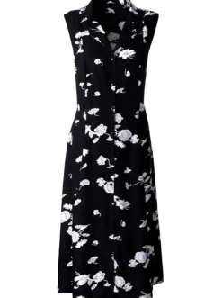 Druckkleid mit durchgehender Knopfleiste