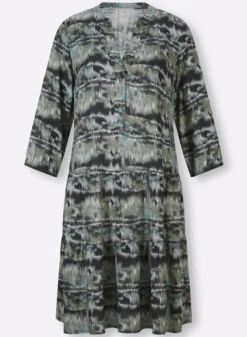 Druckkleid mit elastischen Bündchen
