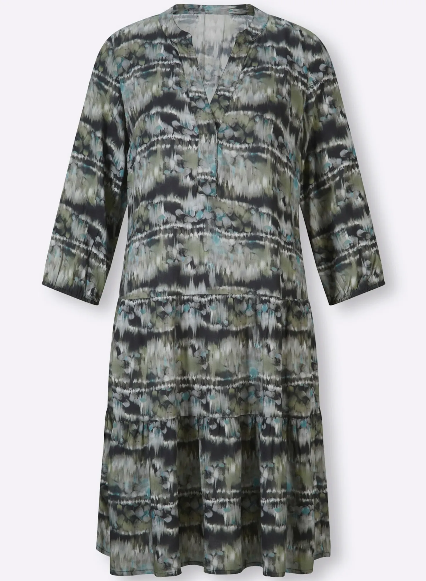 Druckkleid mit elastischen Bündchen
