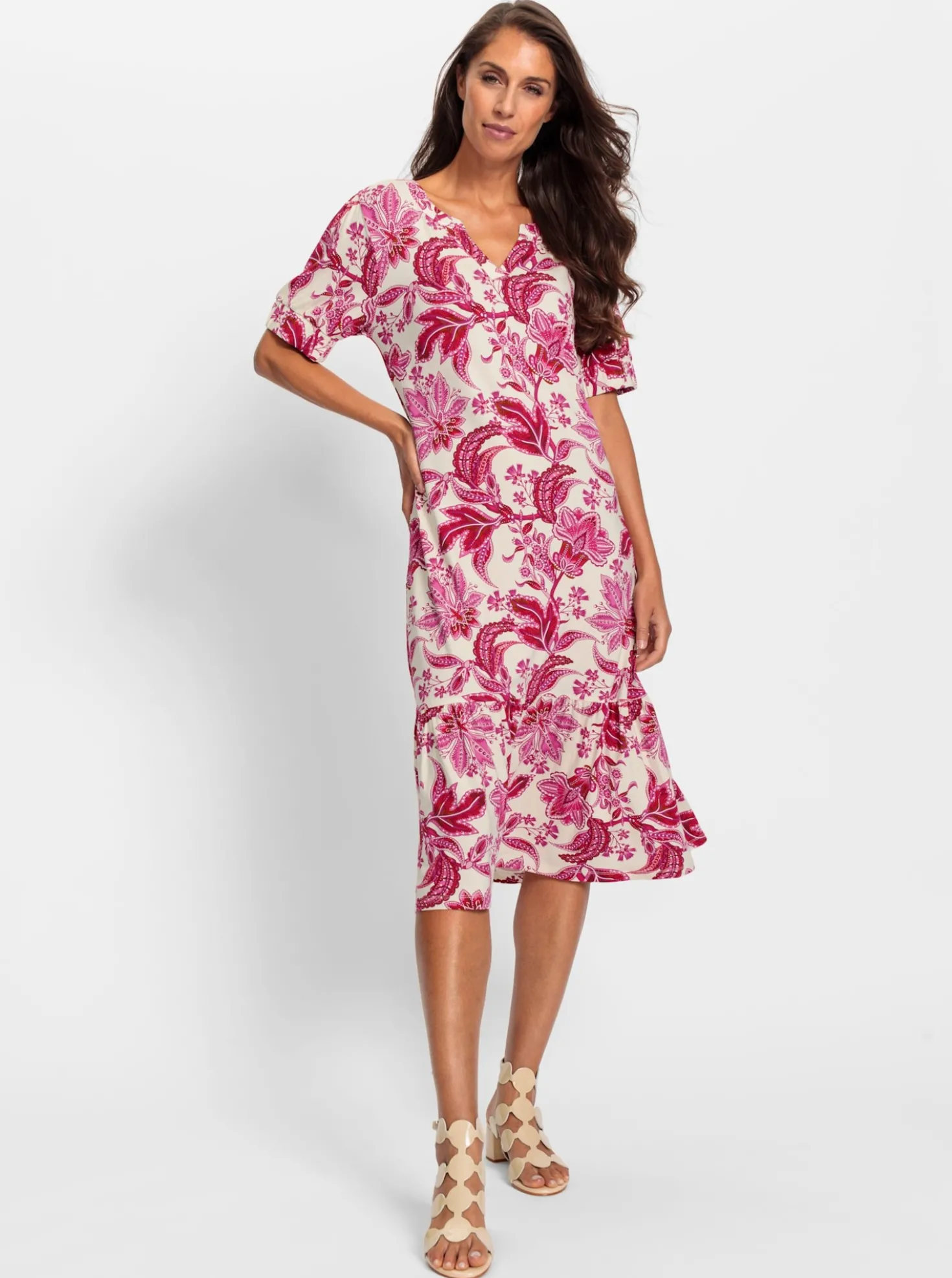 Druckkleid mit Puffärmeln