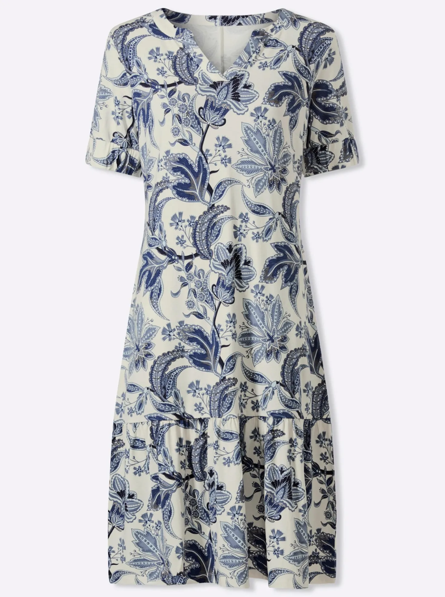 Druckkleid mit Puffärmeln