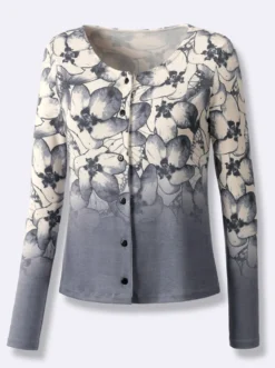 Feinstrickjacke mit Blütendessin