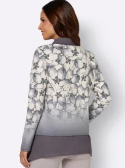 Feinstrickjacke mit Blütendessin
