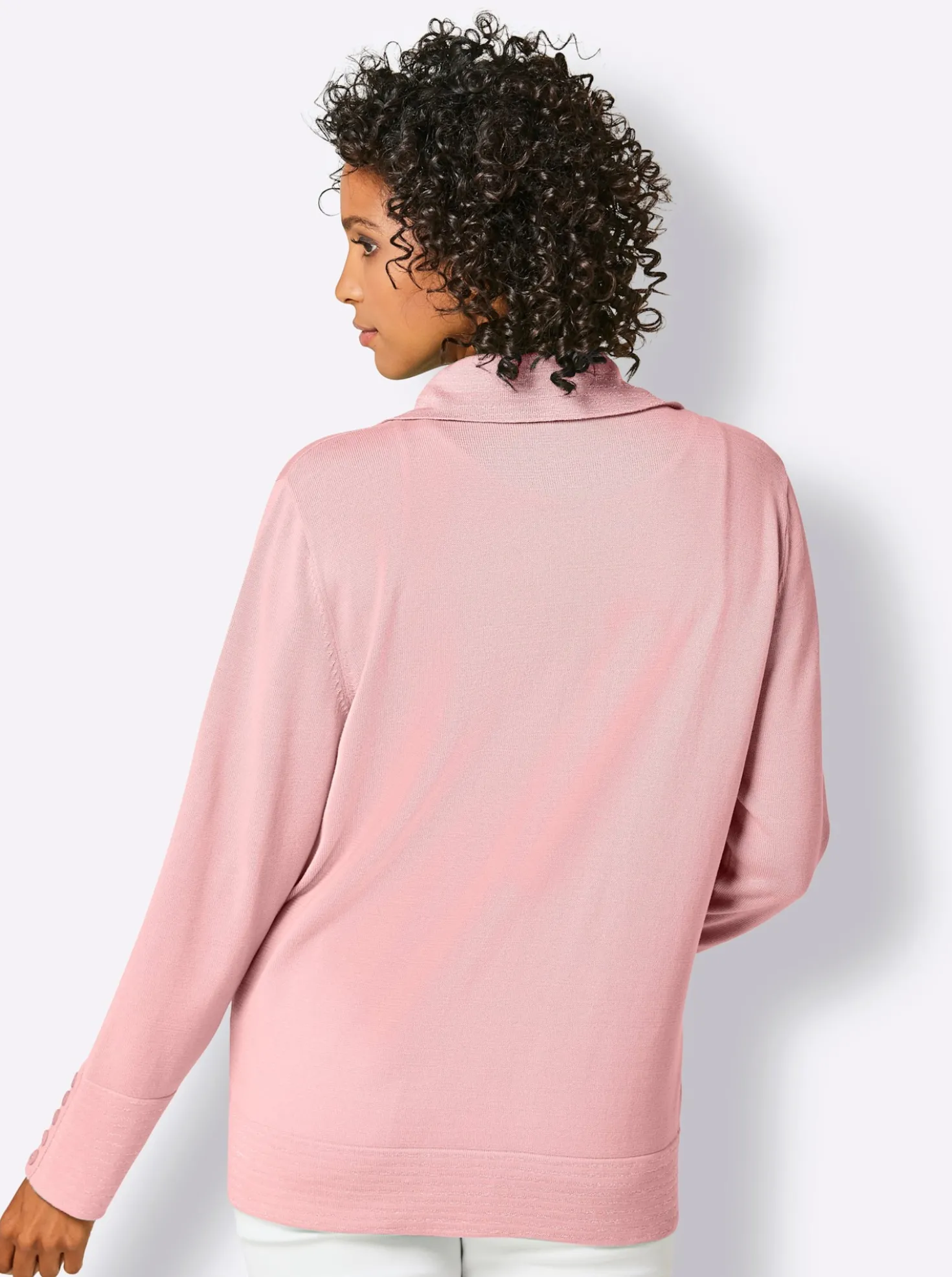 Feinstrickjacke mit gestreiften Abschlüssen