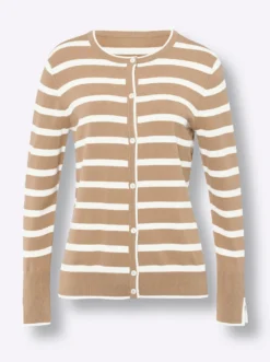 Feinstrickjacke mit Viskose, gestreift
